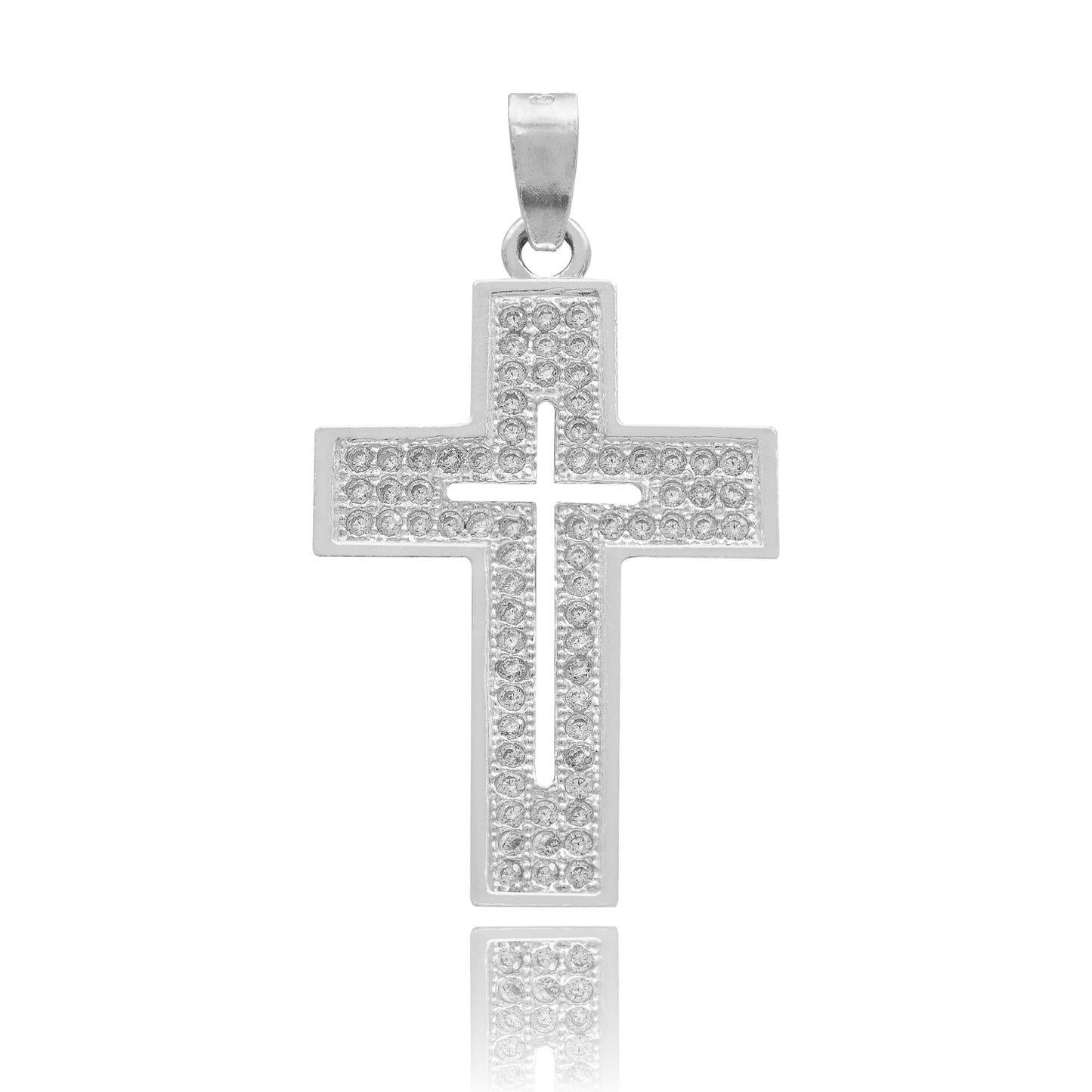 Dije Cruz Zirconias Hombre Mujer Regalo Plata 925 3.2 Cm