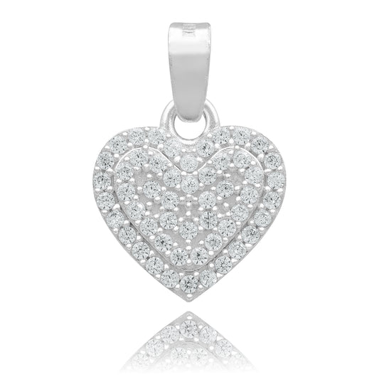 Dije Corazón Zirconia Mujer Amor Mamá Regalo Plata 925 1.7cm