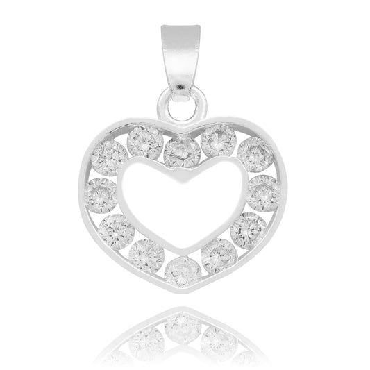 Dije Corazón Zirconia Mujer Amor Regalo Mamá Plata 925 1.7cm