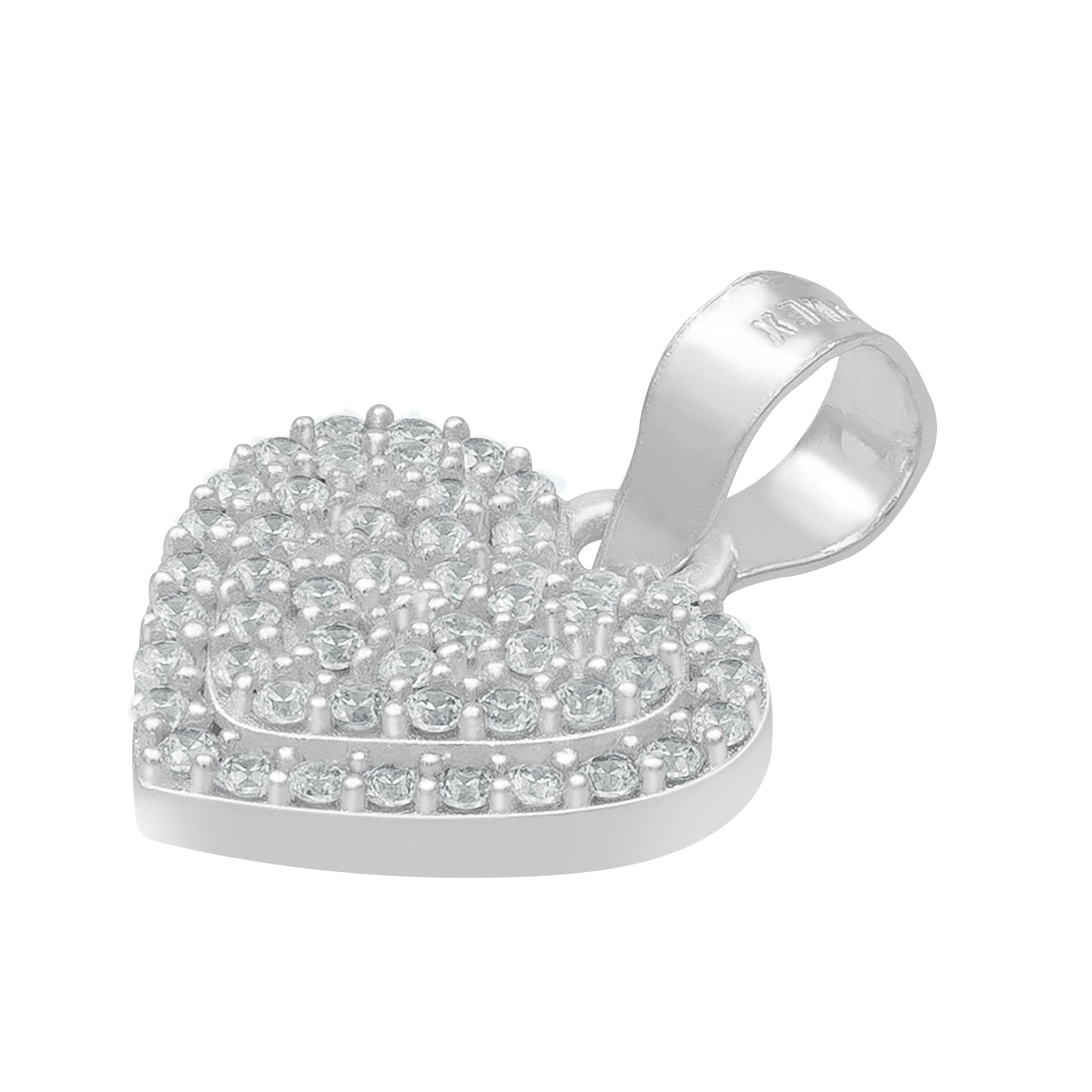 Dije Corazón Zirconia Mujer Amor Mamá Regalo Plata 925 1.7cm