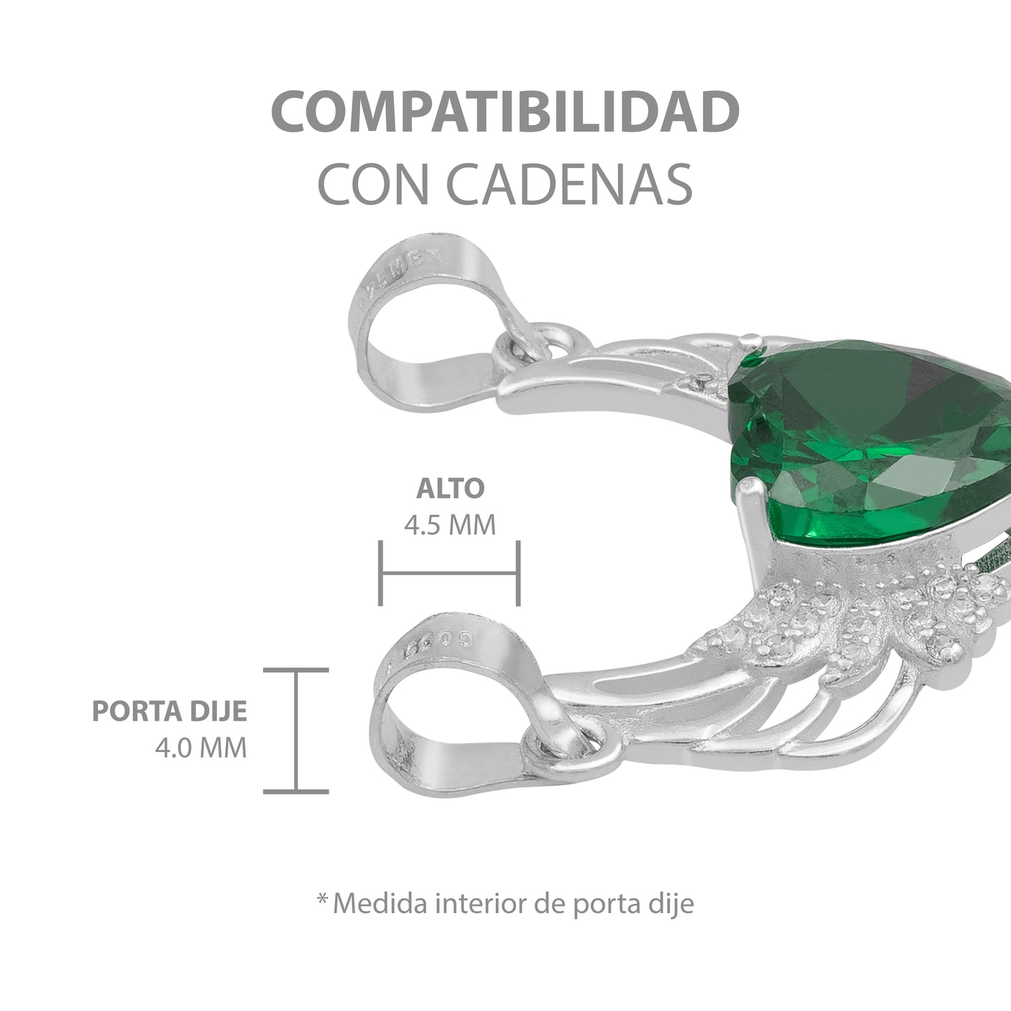 Dije Corazón Alas Zirconias Amor Mujer Mamá Regalo Plata 925