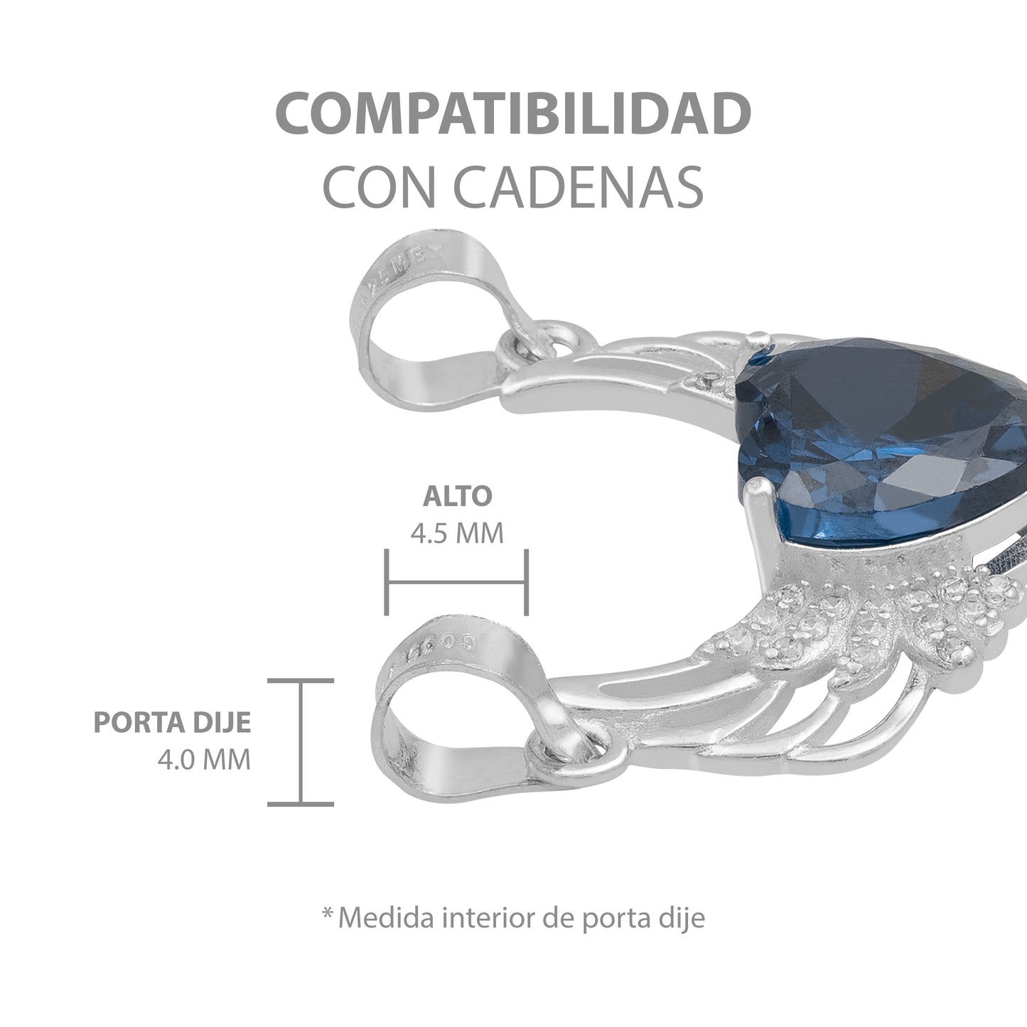 Dije Corazón Alas Zirconias Amor Mujer Mamá Regalo Plata 925