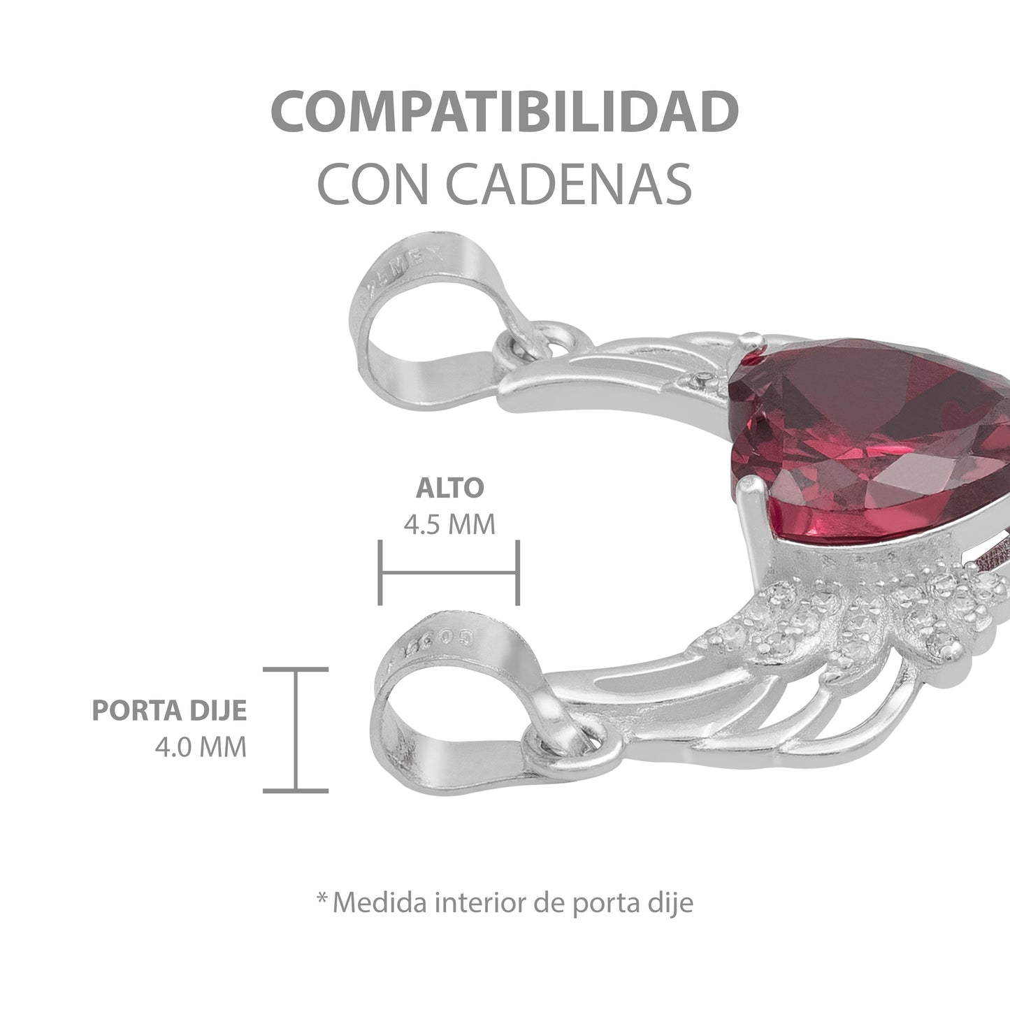 Dije Corazón Alas Zirconias Amor Mujer Mamá Regalo Plata 925