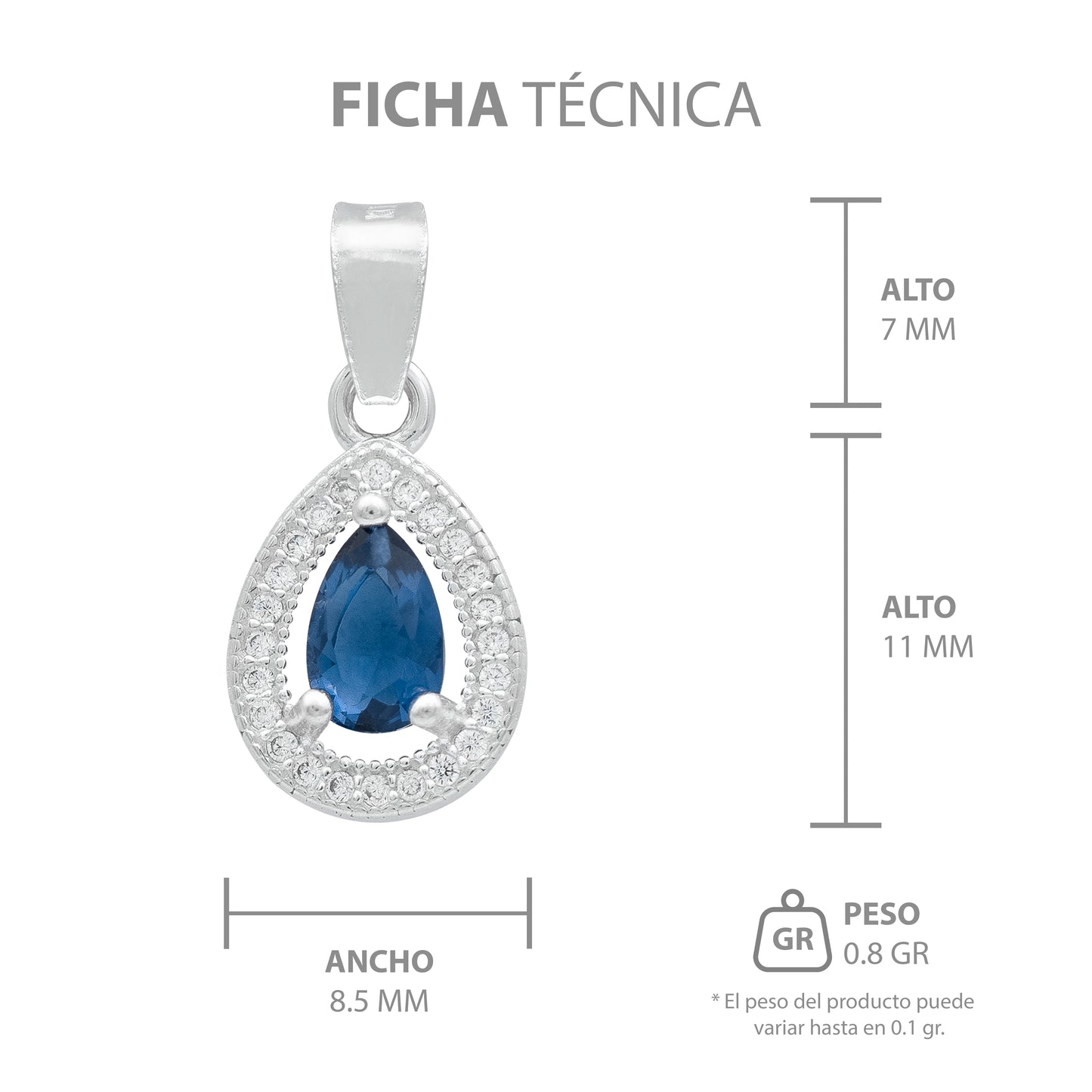 Dije Gota Chic Zirconias Mujer Regalo Joyería Moda Plata 925