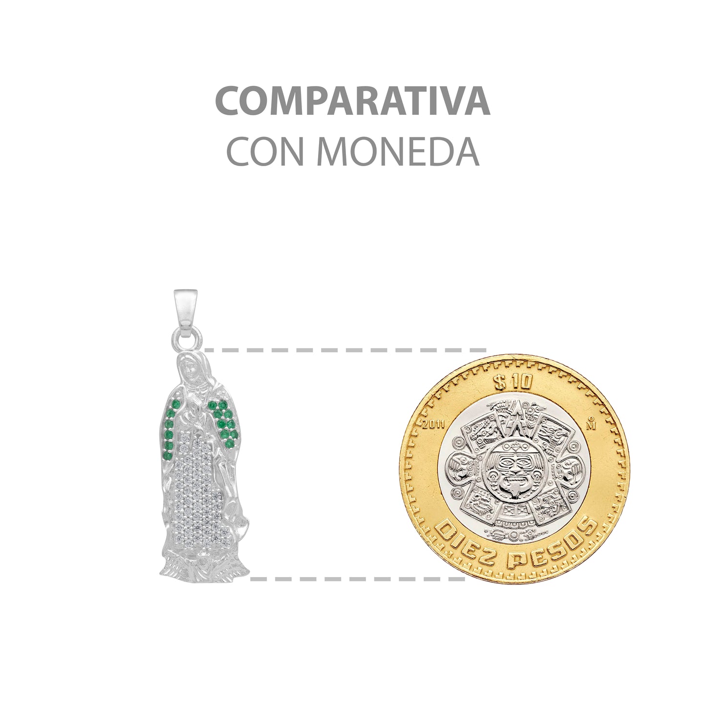 Dije Virgencita Guadalupe Zirconias Regalo Plata 925 3.6 Cm