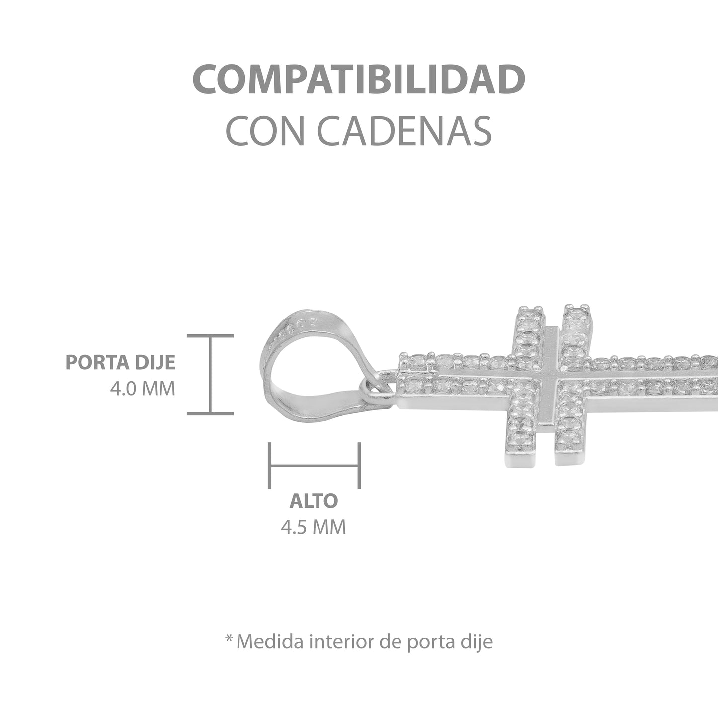 Dije Cruz Lisa Borde Zirconias Hombre Mujer Plata 925 2.8 Cm