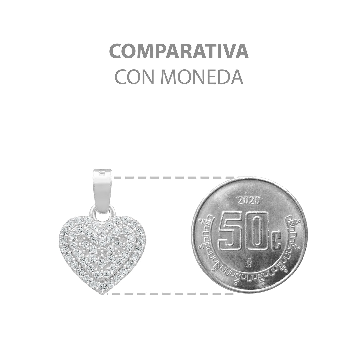 Dije Corazón Zirconia Mujer Amor Mamá Regalo Plata 925 1.7cm