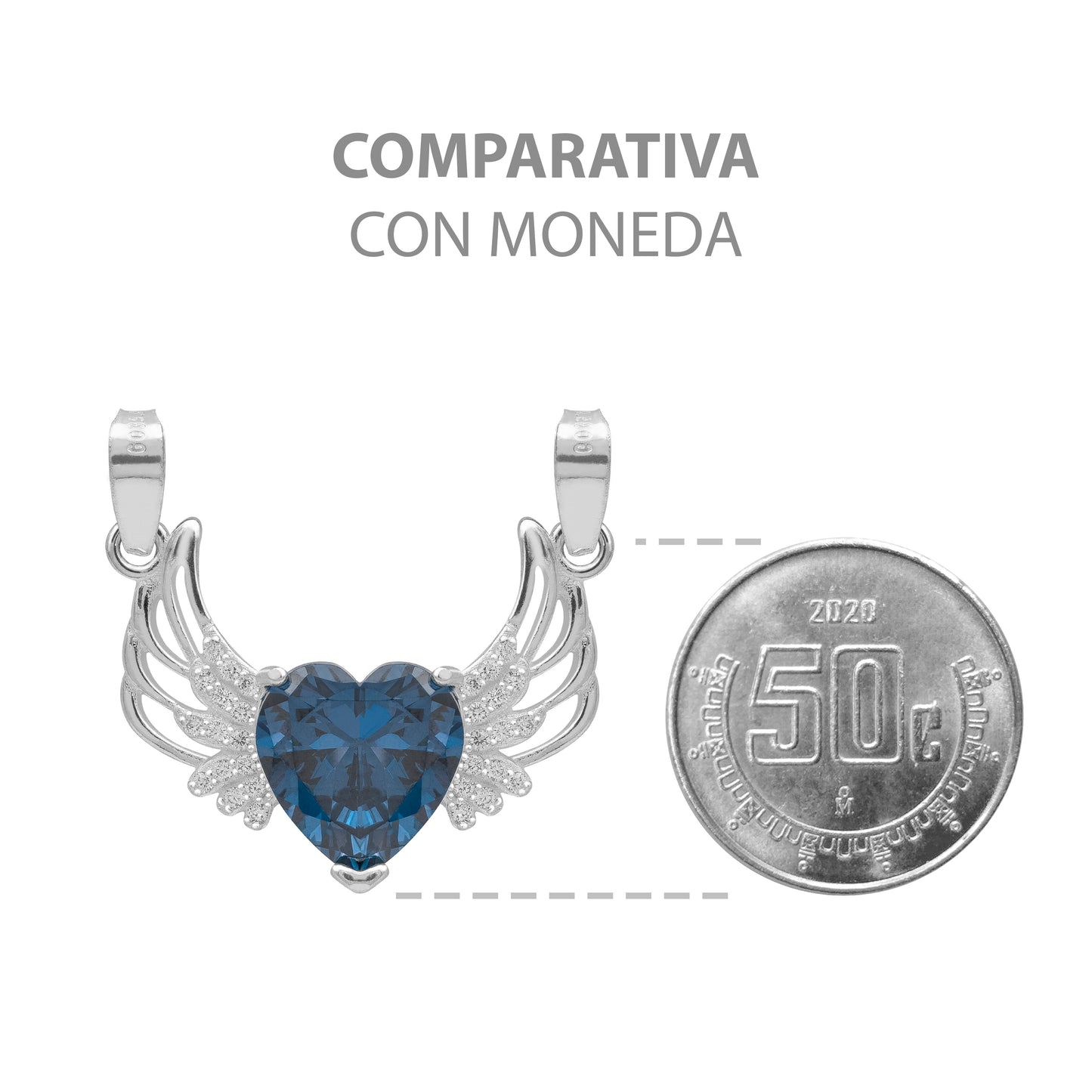 Dije Corazón Alas Zirconias Amor Mujer Mamá Regalo Plata 925