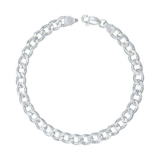 Esclava Pulsera Hombre Cubana Diamantada Plata Italy 925 6mm