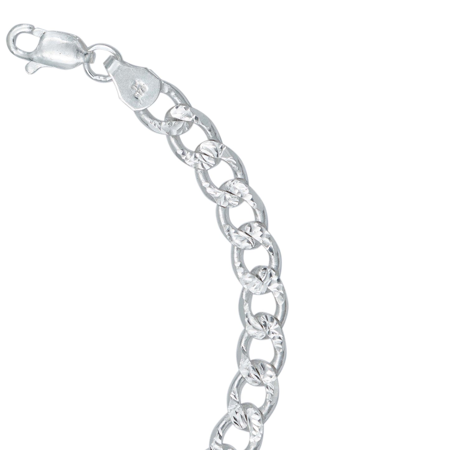 Esclava Pulsera Hombre Cubana Diamantada Plata Italy 925 6mm