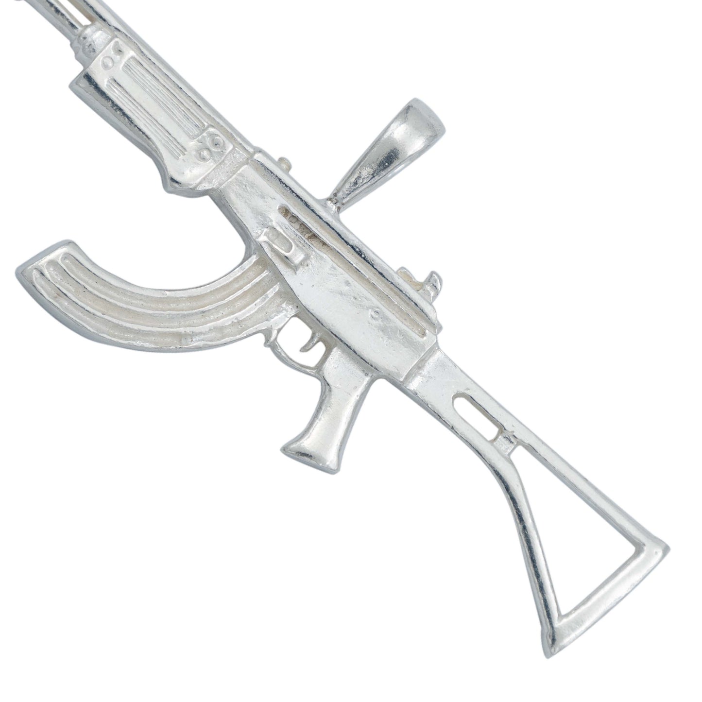 Dije Rifle Ak 47 Liso Bélico Mediano Hombre Regalo Plata 925