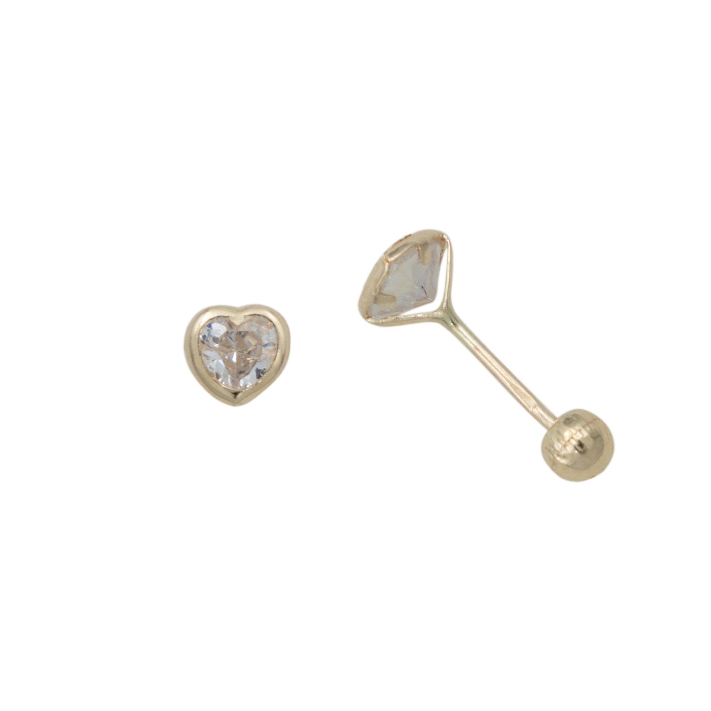 Arete Broquel Corazón Lisa Zirconia Amor Regalo Oro 10k 3 Mm