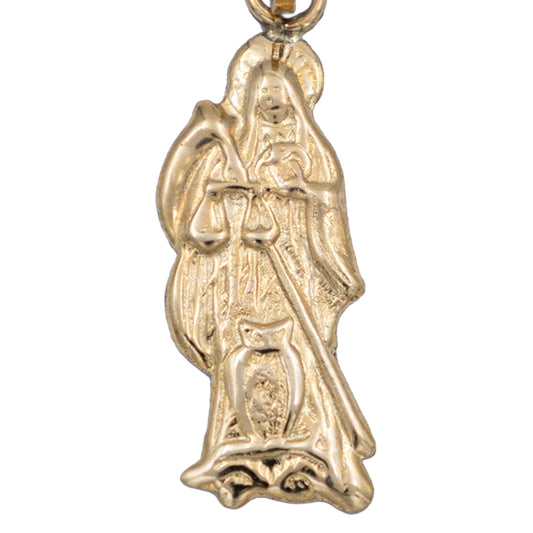 Dije Santa Muerte Chico Lisa Oro 10k + Cadena Plata Regalo