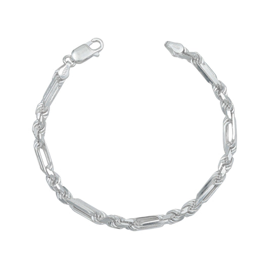 Pulsera Gruesa Torsal Figaro Hombre Plata Italy 925 4 Mm