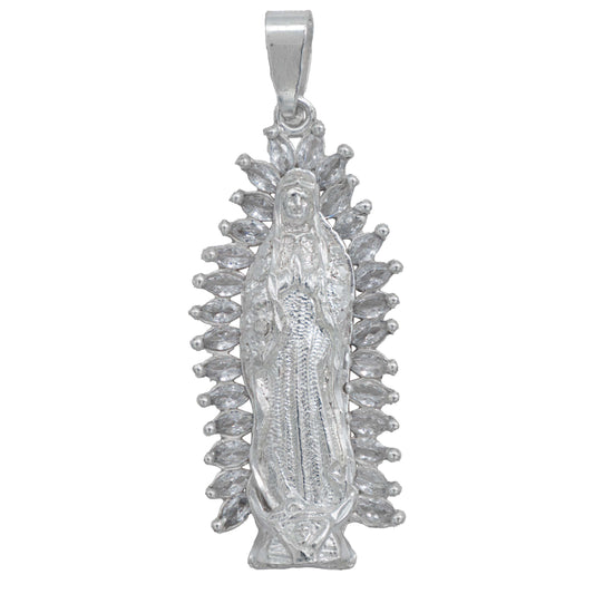 Dije Mediano Virgen De Guadalupe Zirconia Baguette Plata 925