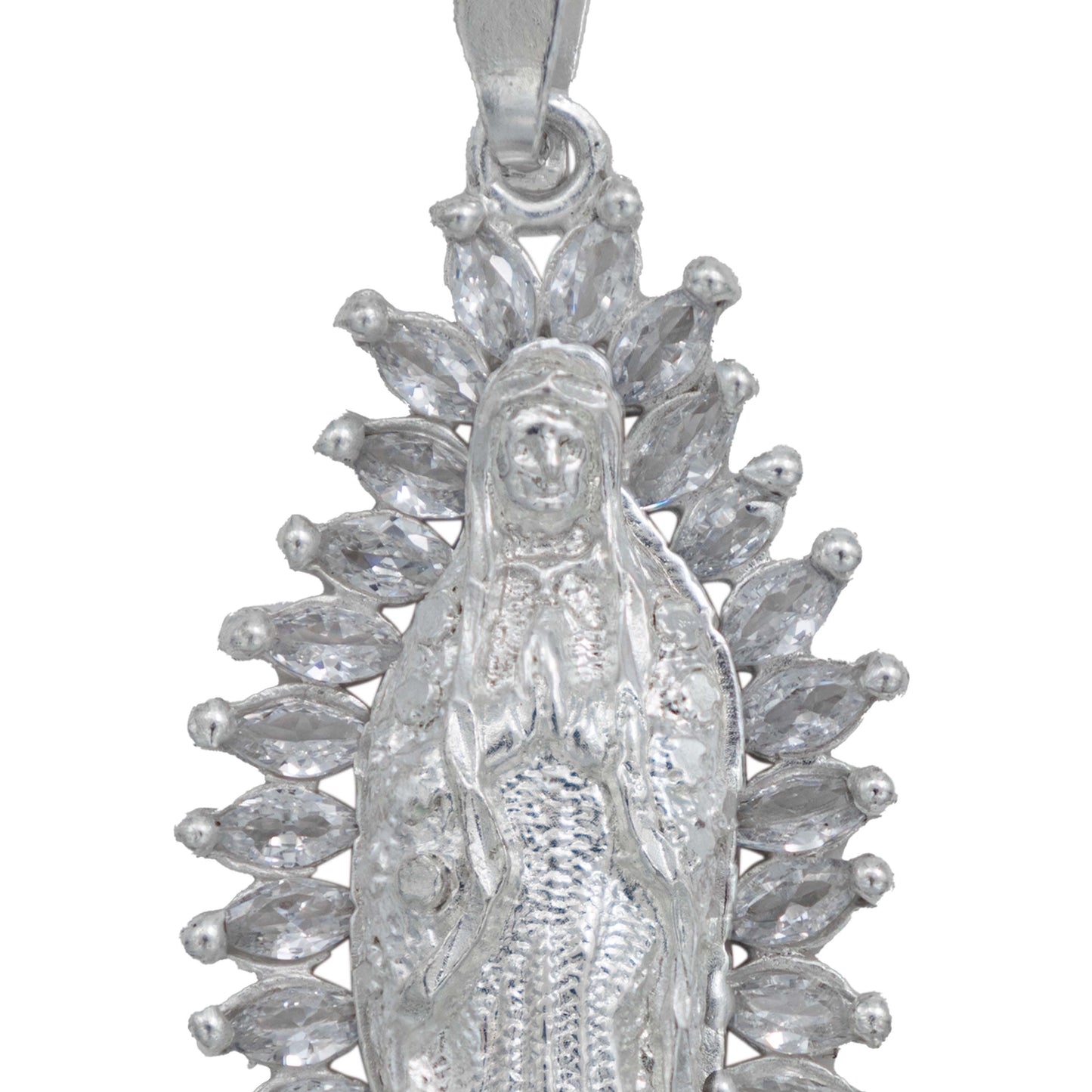 Dije Mediano Virgen De Guadalupe Zirconia Baguette Plata 925