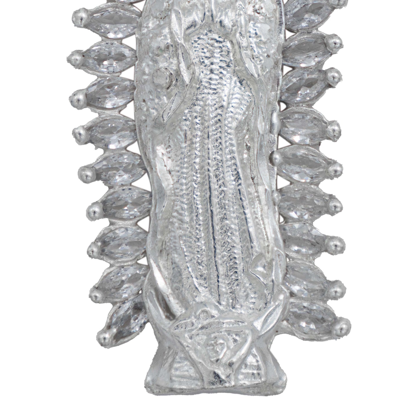 Dije Mediano Virgen De Guadalupe Zirconia Baguette Plata 925