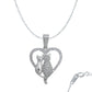 Collar Corazón Grande Gatos Zirconias Amor Regalo Plata 925