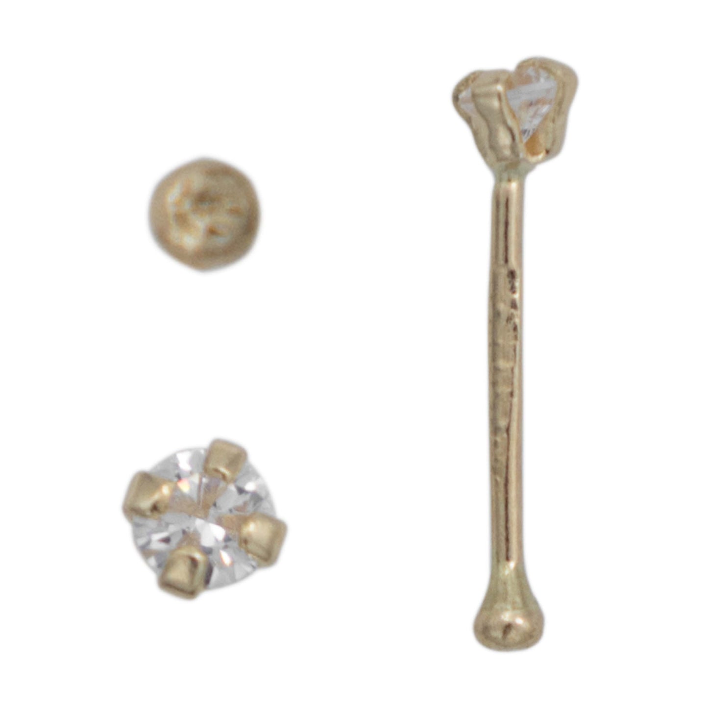 Piercing Nariz Zirconia Recto Mini Perfo 100% Oro 10k 1.5 Mm