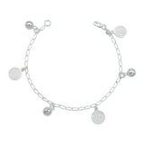 Pulsera San Benito Medalla Doble Vista Cascabel Plata 925