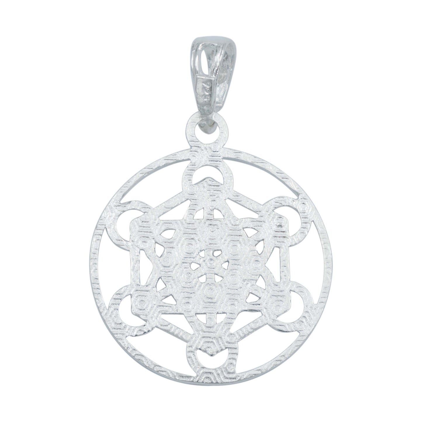 Dije Metatron Geometría Estrella Mediano Zirconia Plata 925