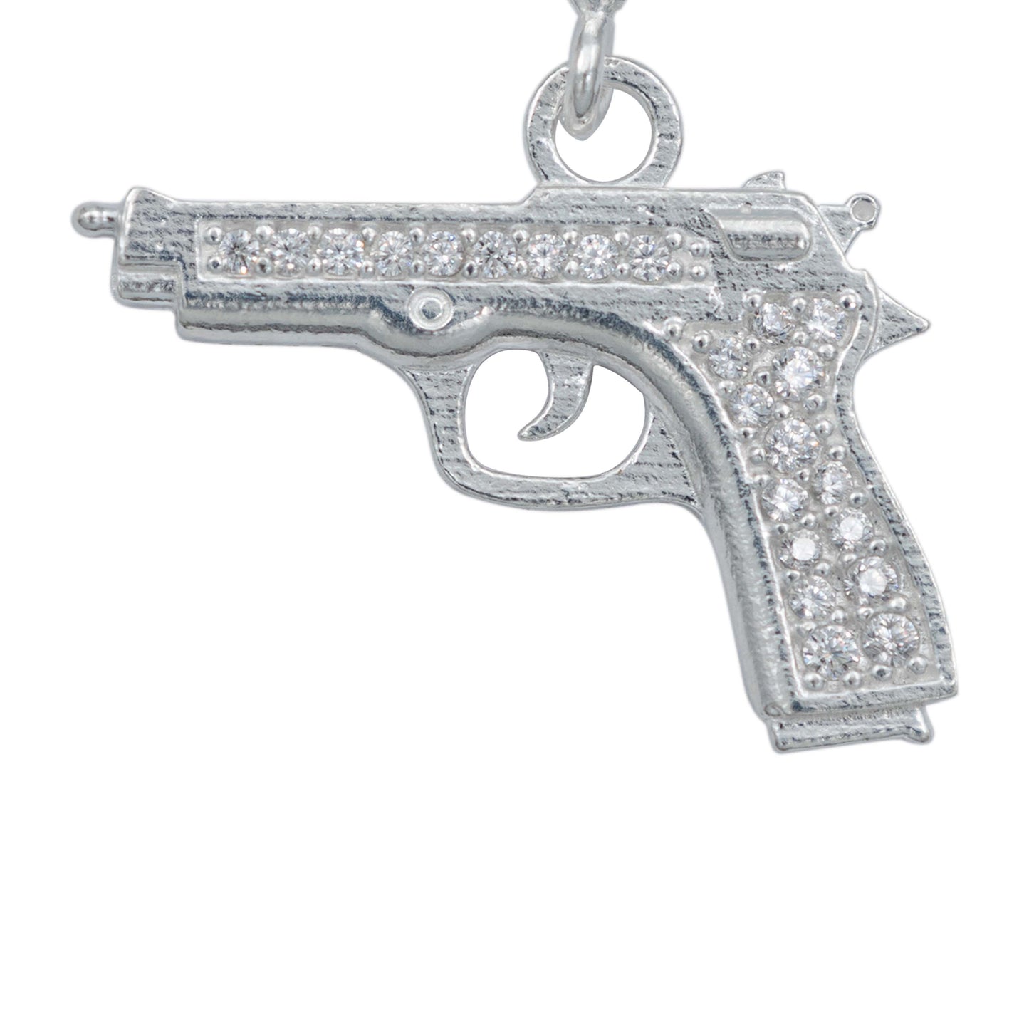 Dije Chico Pistola Bélico Zirconias Glock Hombre Plata 925