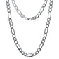 Cadena Figaro 3x1 Diamantada Hombre Plata 925 8 Mm X 60 Cm