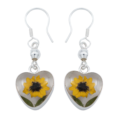 Aretes Girasol Encapsulado Amor Regalo Shrek Plata 925