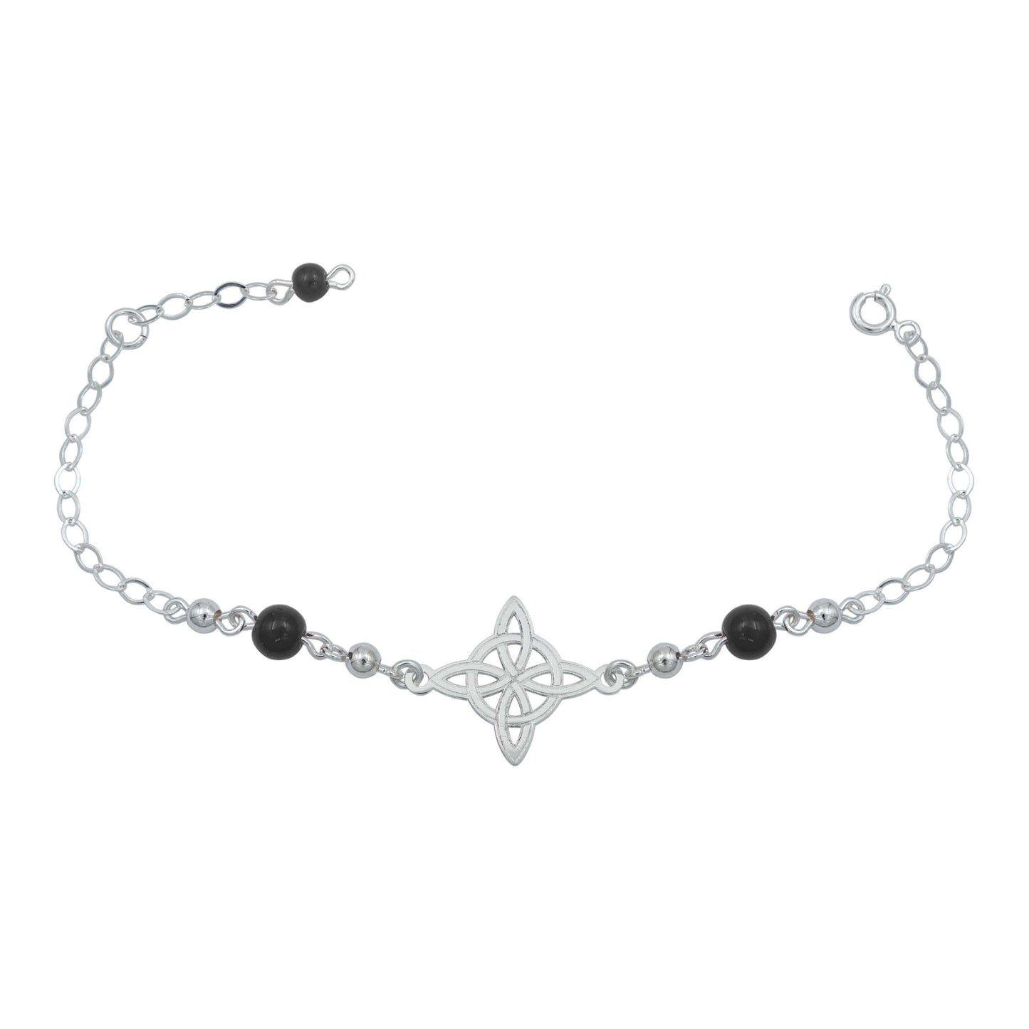 Pulsera Ajustable Nudo De Bruja Laser Bolitas Plata 925