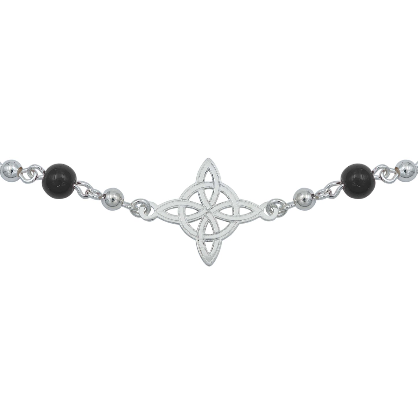 Pulsera Ajustable Nudo De Bruja Laser Bolitas Plata 925