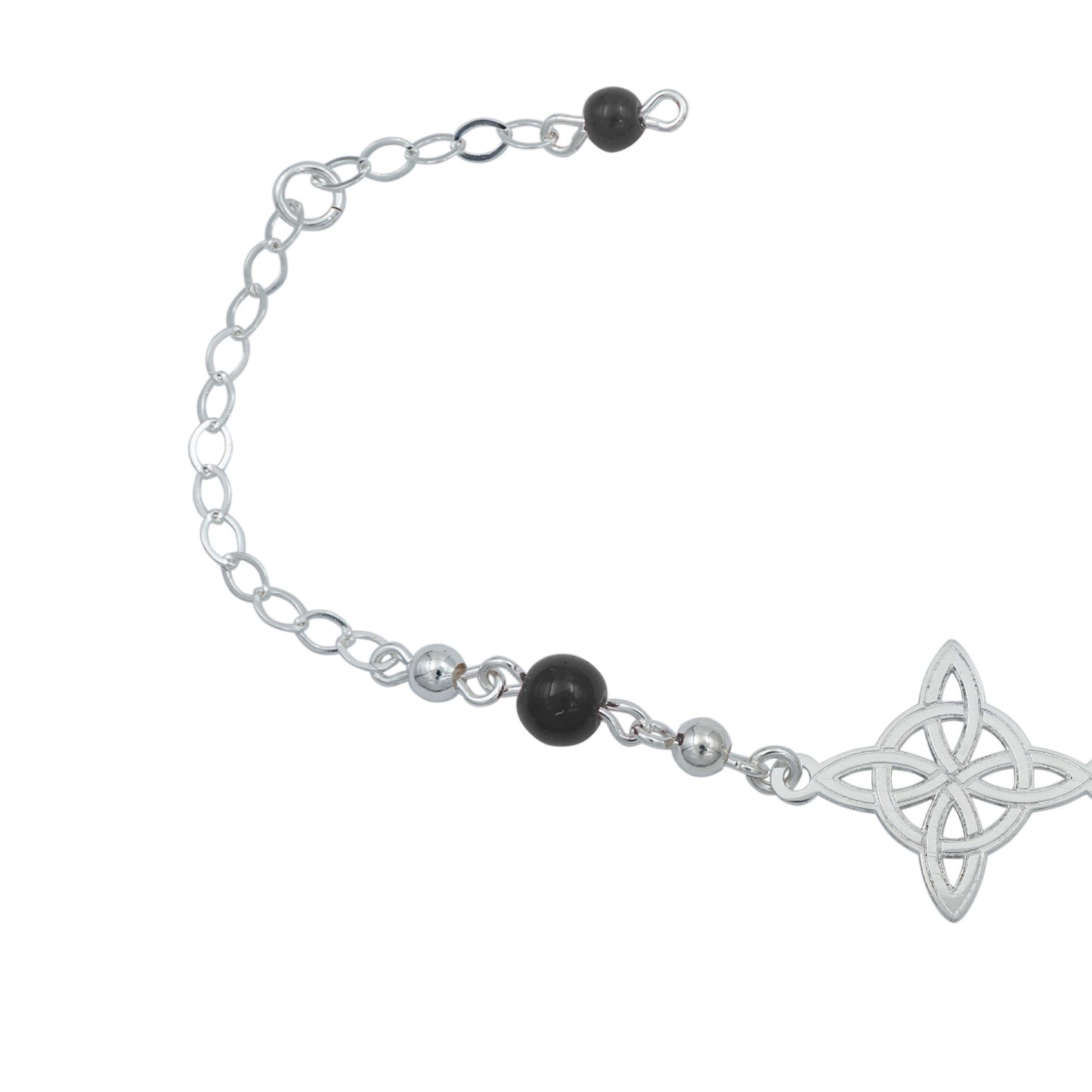 Pulsera Ajustable Nudo De Bruja Laser Bolitas Plata 925