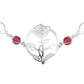 Pulsera Flores Rosa Piedra Natural Cuarzo Mujer Plata 925