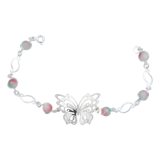 Pulsera Mariposa Primavera Piedra Natural Mujer Plata 925