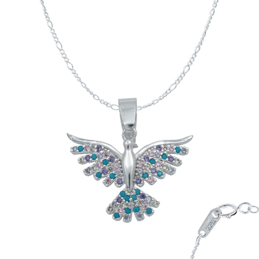 Dije Colibri Zirconias Amor Regalo Mujer Cadena Plata 925