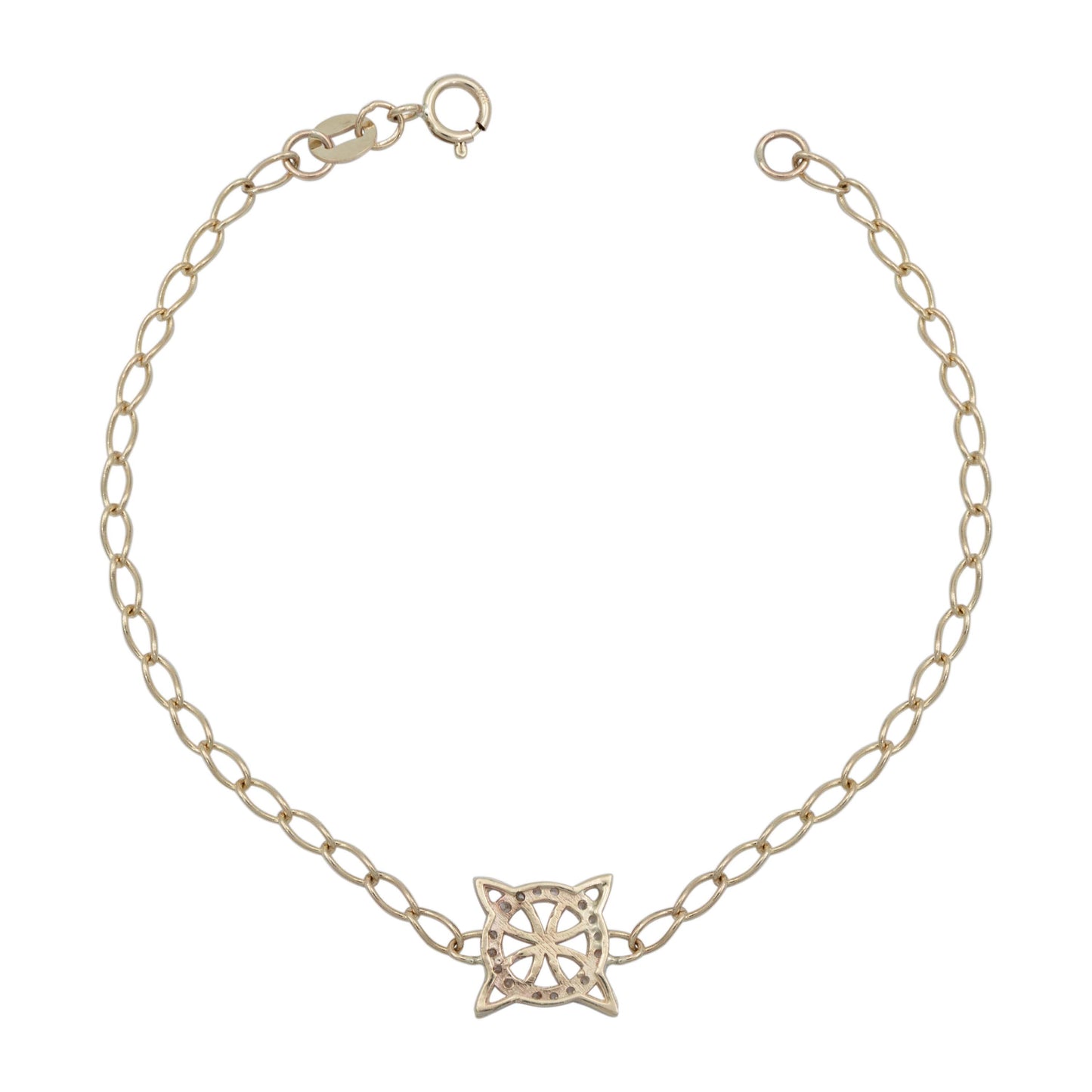 Pulsera Nudo De Bruja Celta Liso Zirconias Mujer Oro 10k