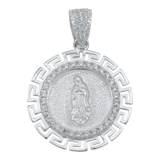 Dije Virgen Guadalupe Grecas Diamantada Zirconias Plata 925