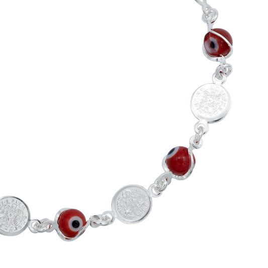 Pulsera San Benito Ojo Turco Grande Hombre Mujer Plata 925