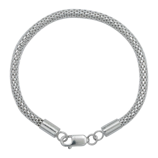 Pulsera Tejido Malla Regalo Hombre Mujer Plata 925 4 Mm