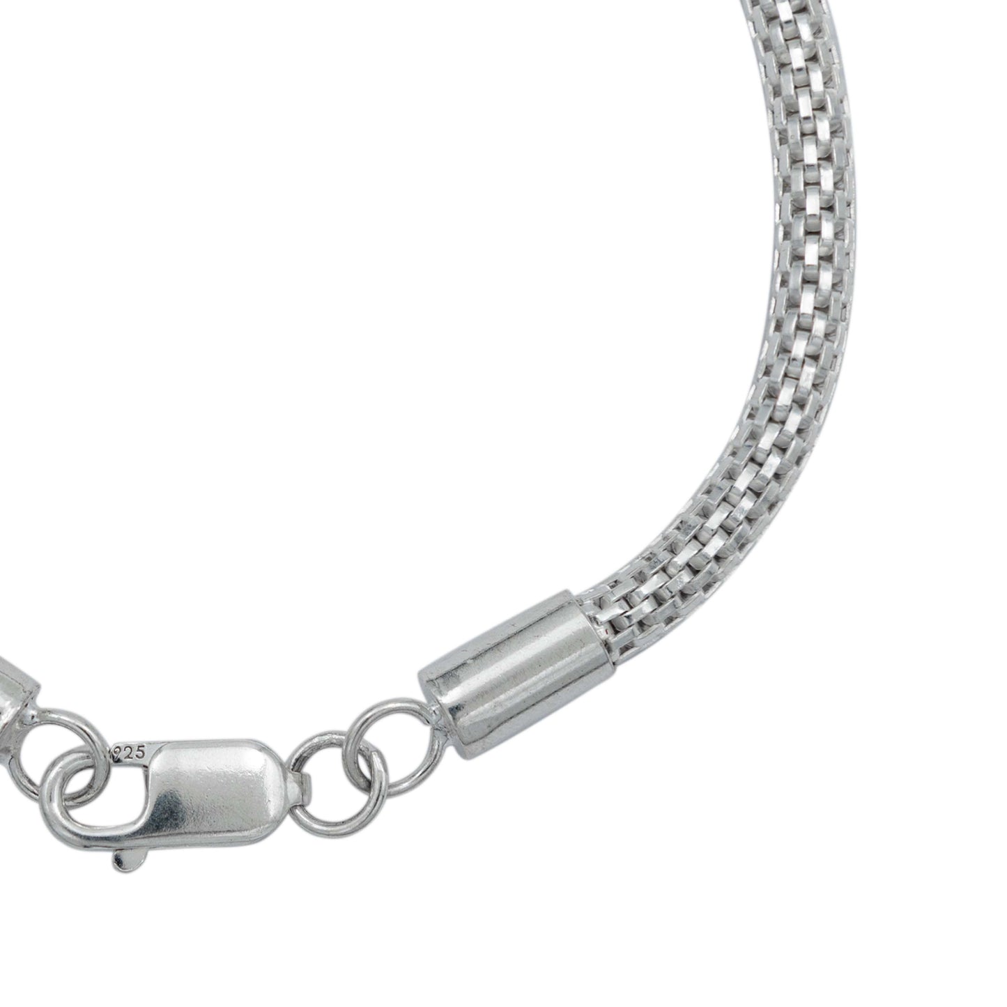 Pulsera Tejido Malla Regalo Hombre Mujer Plata 925 4 Mm