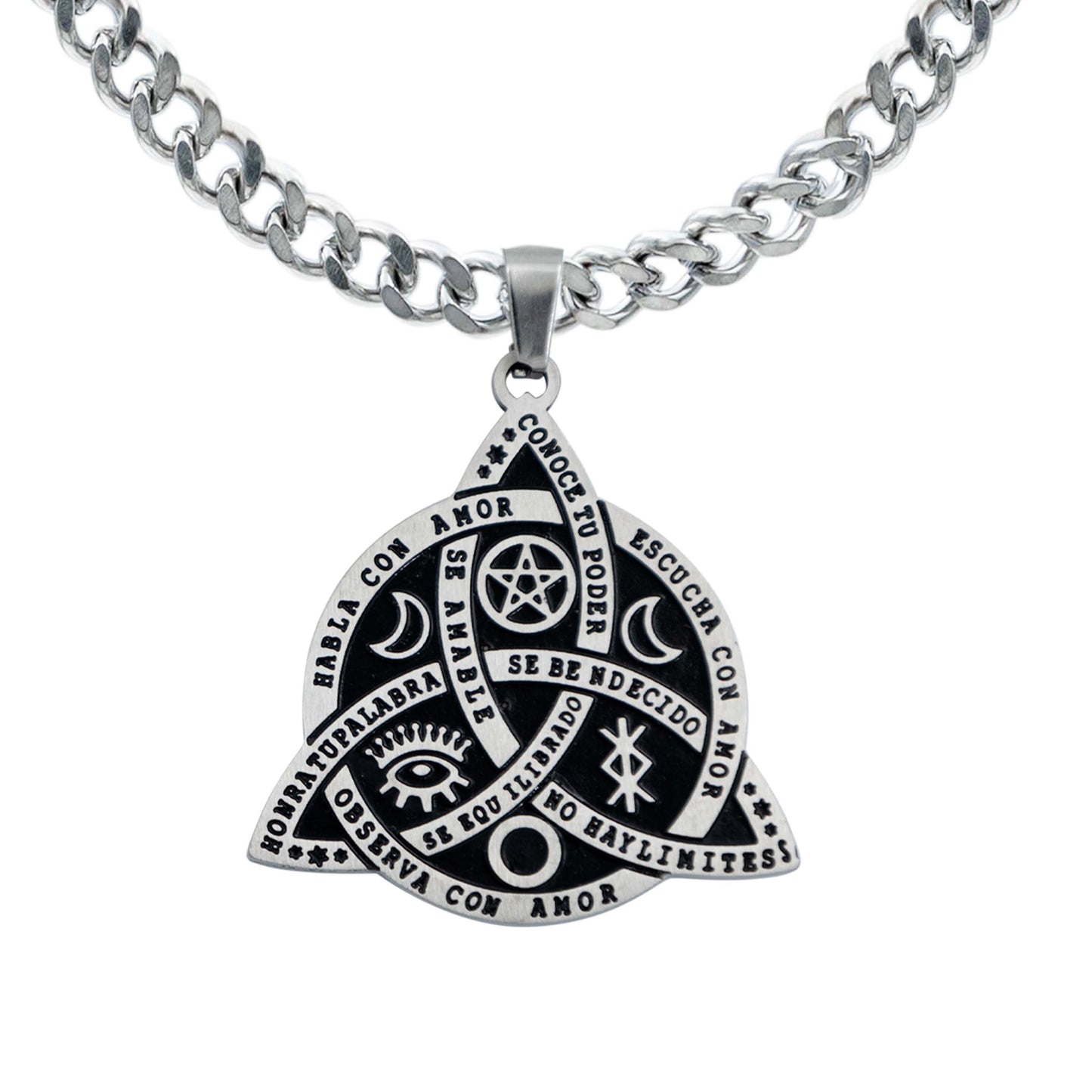 Collar Nudo Bruja Celta Vikingo Triqueta Amuleta Acero Inox