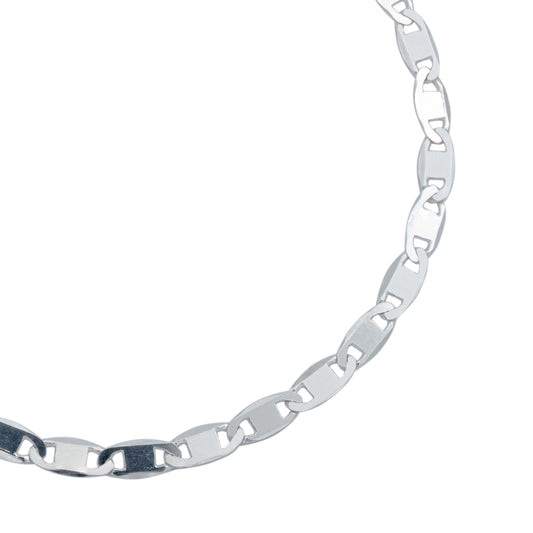 Pulsera Marinera Lisa Espejo Hombre Mujer Plata 925 4 Mm