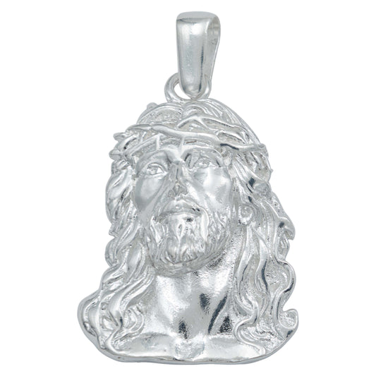 Dije Grande Divino Rostro Jesus Cruz Liso Plata 925