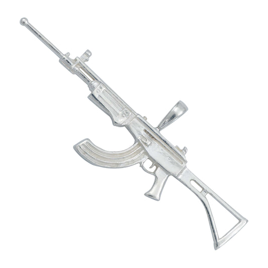 Dije Rifle Ak 47 Liso Bélico Mediano Hombre Regalo Plata 925