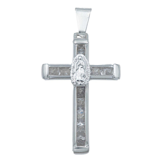 Dije Cruz Catolica San Benito Virgen Zirconias Plata 925