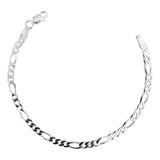 Esclava Pulsera Fígaro 3x1 Hombre Mujer Plata Ley 925 4 Mm