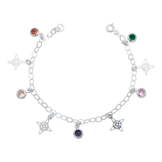 Pulsera Ajustable Nudo De Bruja Laser Zirconia Plata 925