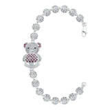 Pulsera Grande Oso Corazón Regalo Amor Zirconias Plata 925