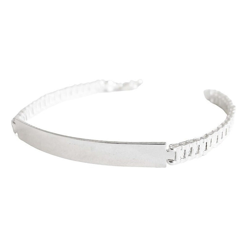 Pulsera Rolo Hombre Caballero Esclava Placa Plata 925 5 Mm