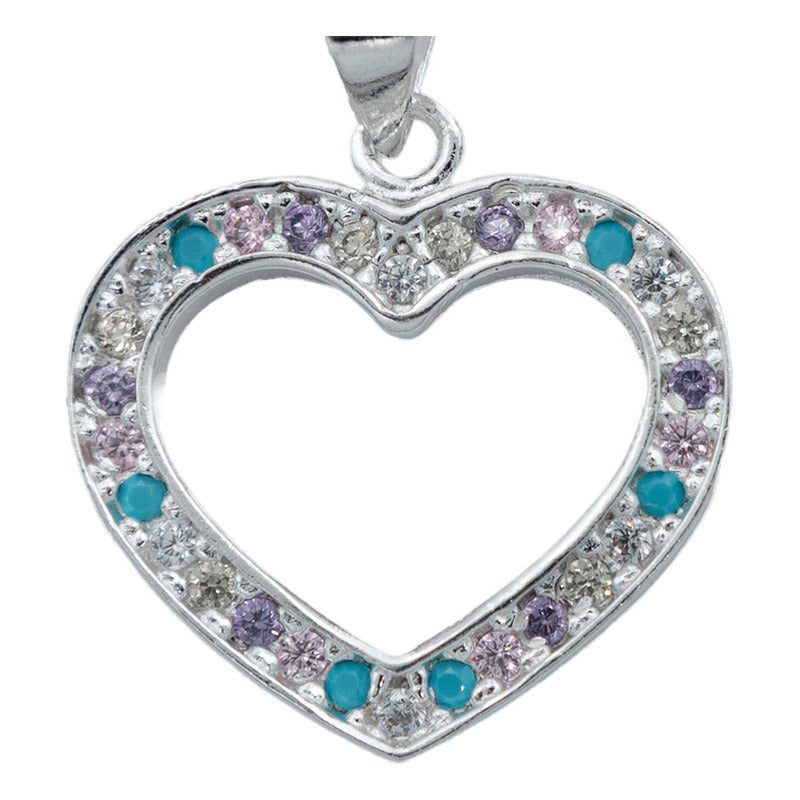 Collar Corazón Mediano Contorno Amor Regalo Mujer Plata 925