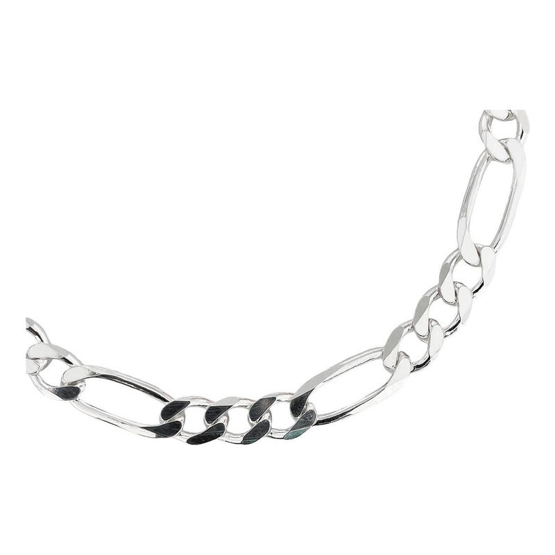 Esclava Pulsera Fígaro 3x1 Caballero Hombre Plata 925 7 Mm